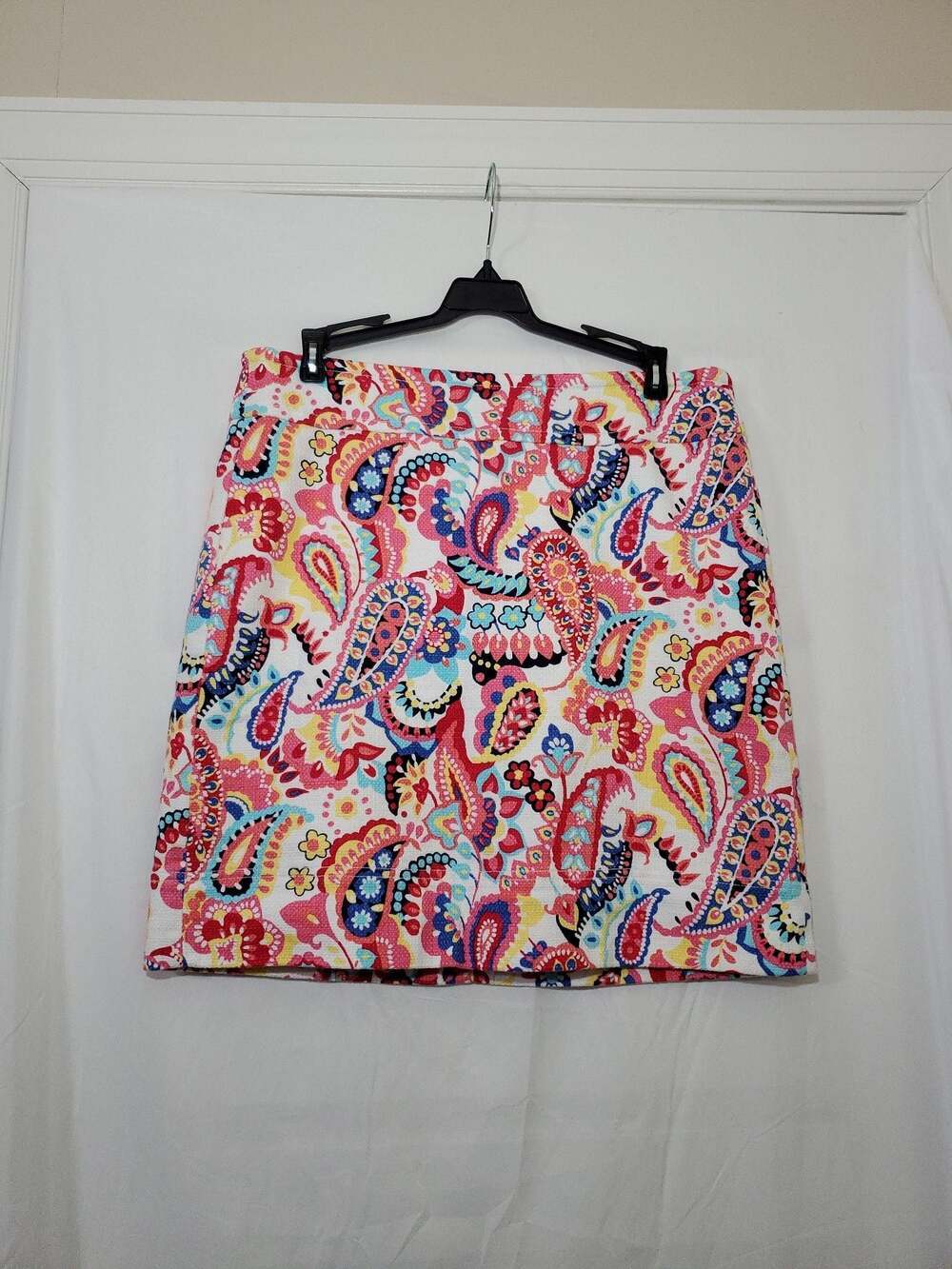 Talbots Petites Size 8P Floral Paisley Print Cotton Blend Skirt